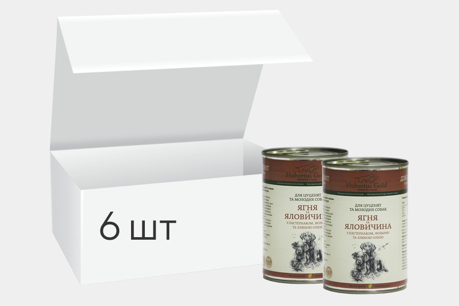 Упаковка влажного корма для собак Hubertus Gold Ягненок и говядина с пастернаком и кольраби 400 г 6шт
Упаковка влажного корма для собак Hubertus Gold Ягненок и говядина с пастернаком и кольраби 400 г 6шт