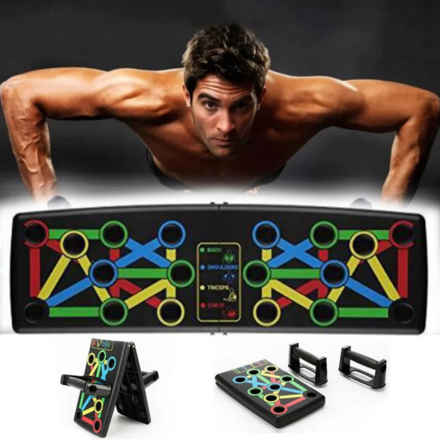 Доска с упорами для отжиманий от пола разным хватом Revoflex Push Up Rack Board 14 в 1 + инструкция
Доска с упорами для отжиманий от пола разным хватом Revoflex Push Up Rack Board 14 в 1 + инструкция