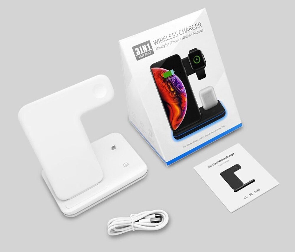 Беспроводное зарядное устройство 3 в 1 AirPower Wireless Charger для iPhone/iWatch/AirPods 15W Z5 Белое
Беспроводное зарядное устройство 3 в 1 AirPower Wireless Charger для iPhone/iWatch/AirPods 15W Z5 Белое
