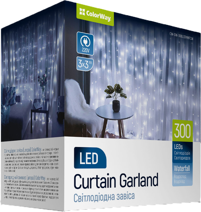 Светодиодная гирлянда СolorWay штора-занавес (водопад) 300 LED 3 x 3 м 220 В Холодный белый (CW-GW-300L33VWFCW)
Светодиодная гирлянда СolorWay штора-занавес (водопад) 300 LED 3 x 3 м 220 В Холодный белый (CW-GW-300L33VWFCW)