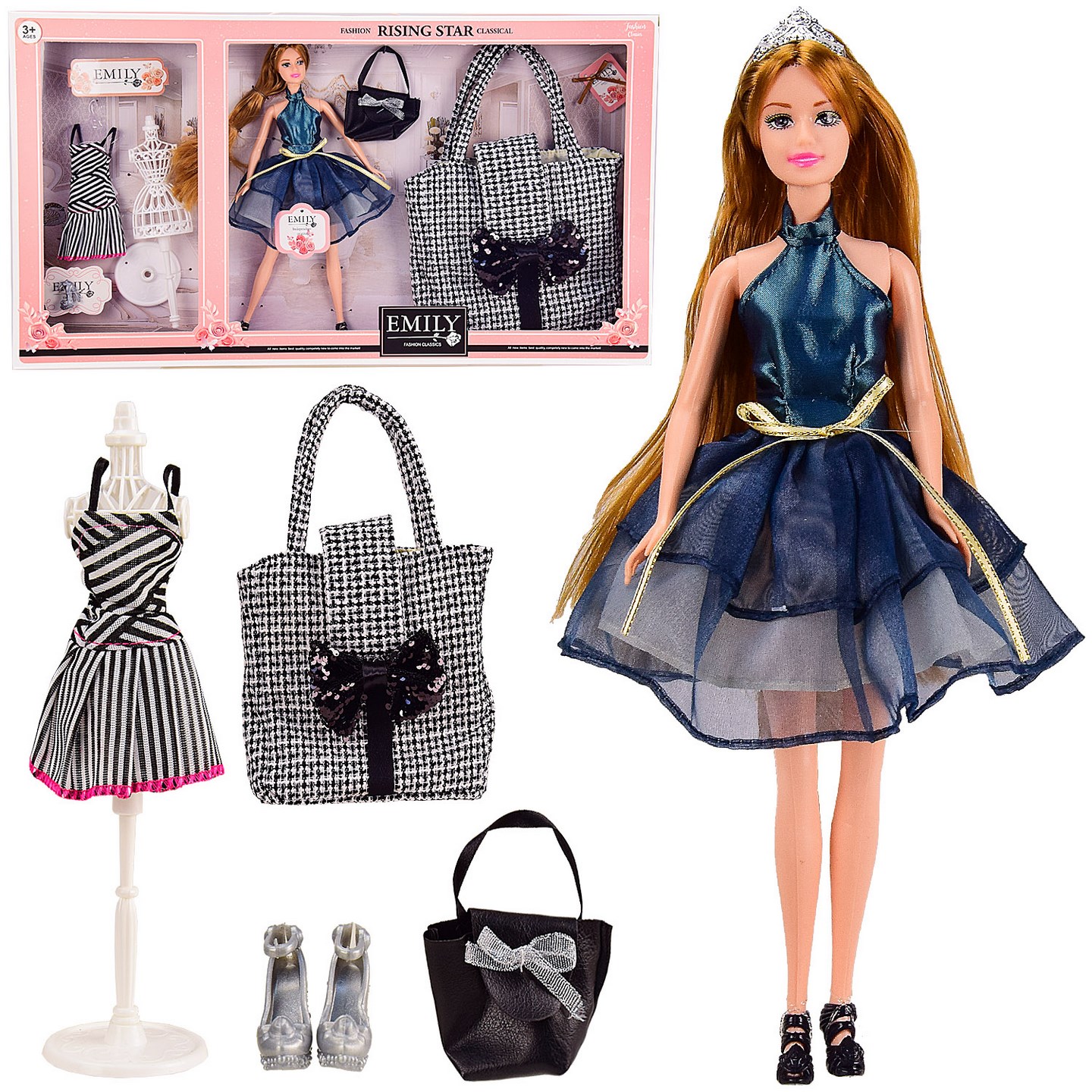 Кукла модница Emily QJ Toys, Кукла шарнирная с аксессуарами + сумочка для девочки, 29 см
Кукла модница Emily QJ Toys, Кукла шарнирная с аксессуарами + сумочка для девочки, 29 см