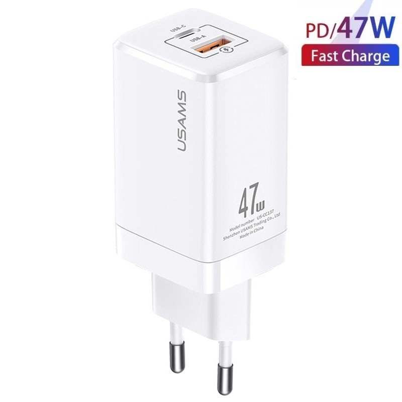 Зарядное устройство Usams 47W GaN PD Quick Charger (Type-С+USB) для MacBook/iPad/iPhone/Android white
Зарядное устройство Usams 47W GaN PD Quick Charger (Type-С+USB) для MacBook/iPad/iPhone/Android white