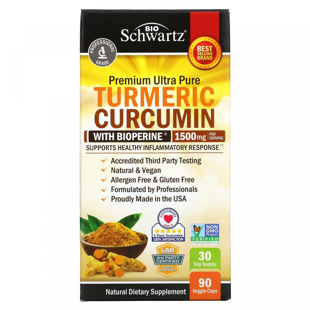 Премиум чистый куркумин с биоперином, Premium Ultra Pure Turmeric Curcumin with Bioperine, BioSchwartz, 1500 мг, 90 вегетарианских капсул
Премиум чистый куркумин с биоперином, Premium Ultra Pure Turmeric Curcumin with Bioperine, BioSchwartz, 1500 мг, 90 вегетарианских капсул