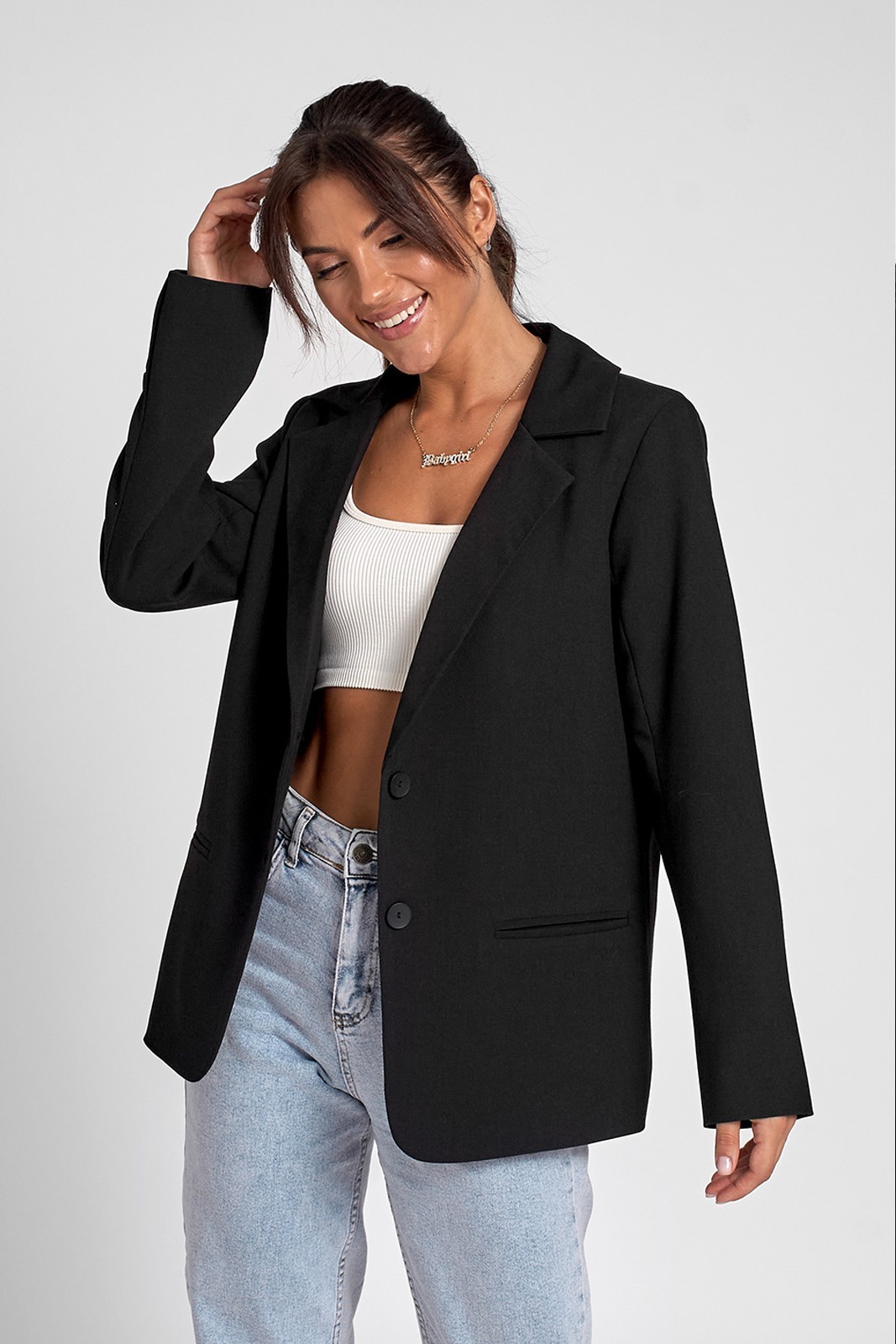 Удлиненный женский пиджак 2XL () креп вискоза черный, Удлиненный женский пиджак 2XL (50) креп вискоза черный 
Удлиненный женский пиджак 2XL () креп вискоза черный, Удлиненный женский пиджак 2XL (50) креп вискоза черный