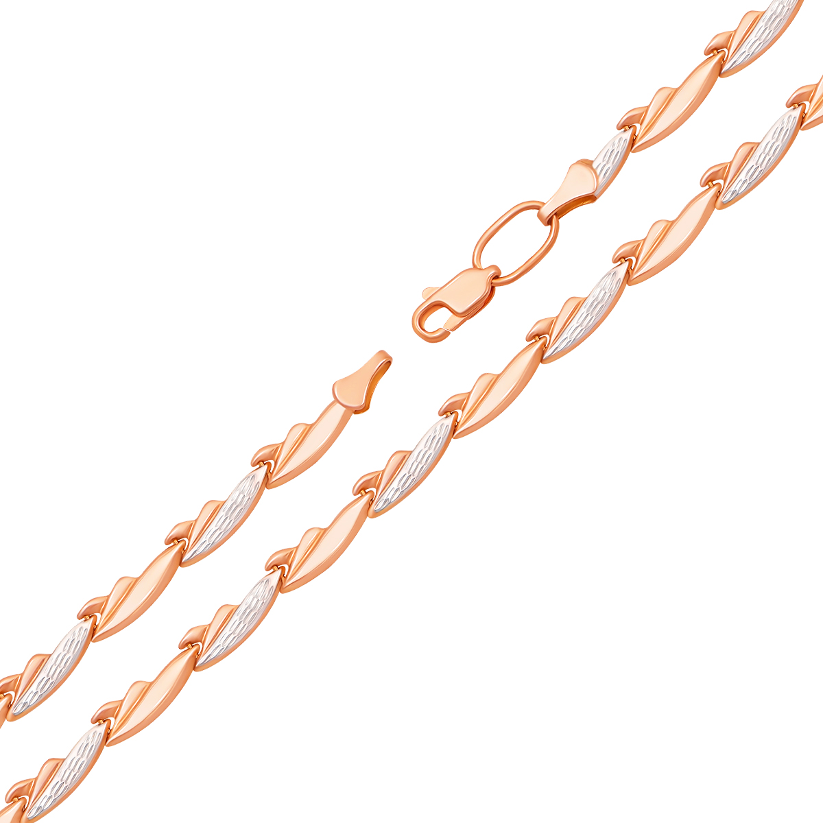 Браслет в комбинированном цвете золота с насечками и родированием 000133448 20 размера
Браслет в комбинированном цвете золота с насечками и родированием 000133448 20 размера