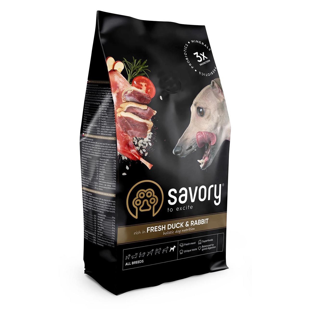 Сухой корм Savory Fresh Duck & Rabbit для собак всех пород со свежим мясом утки и кроликом 3 кг (30174)
Сухой корм Savory Fresh Duck & Rabbit для собак всех пород со свежим мясом утки и кроликом 3 кг (30174)