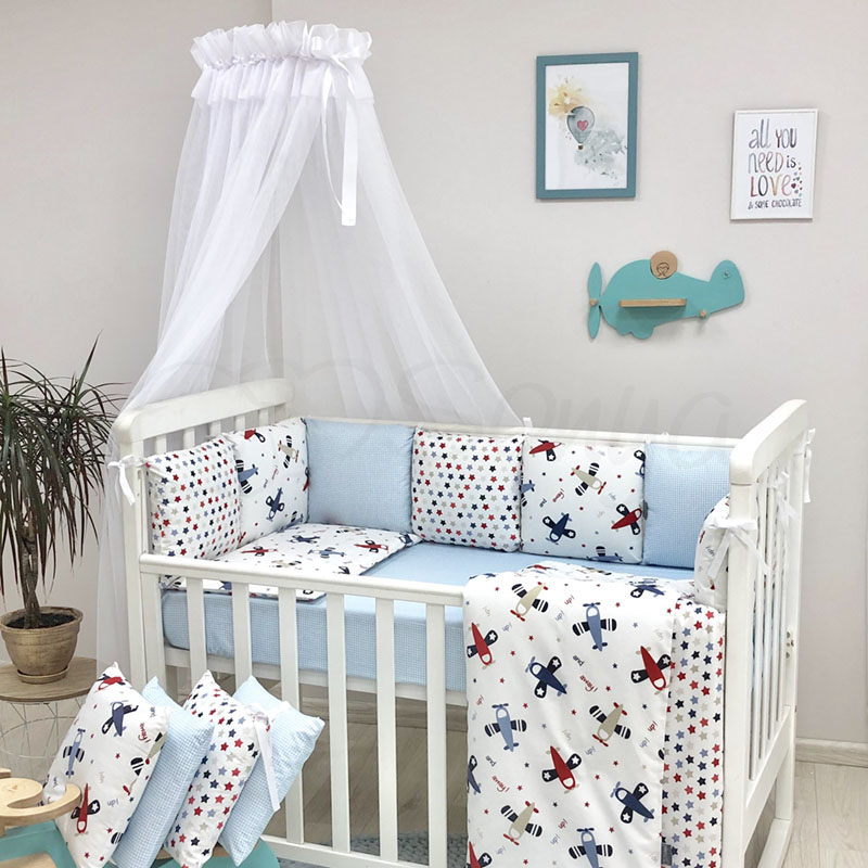 Постельный комплект в кроватку (6 пр. без балдахина) Baby Design Аэроплан
Постельный комплект в кроватку (6 пр. без балдахина) Baby Design Аэроплан