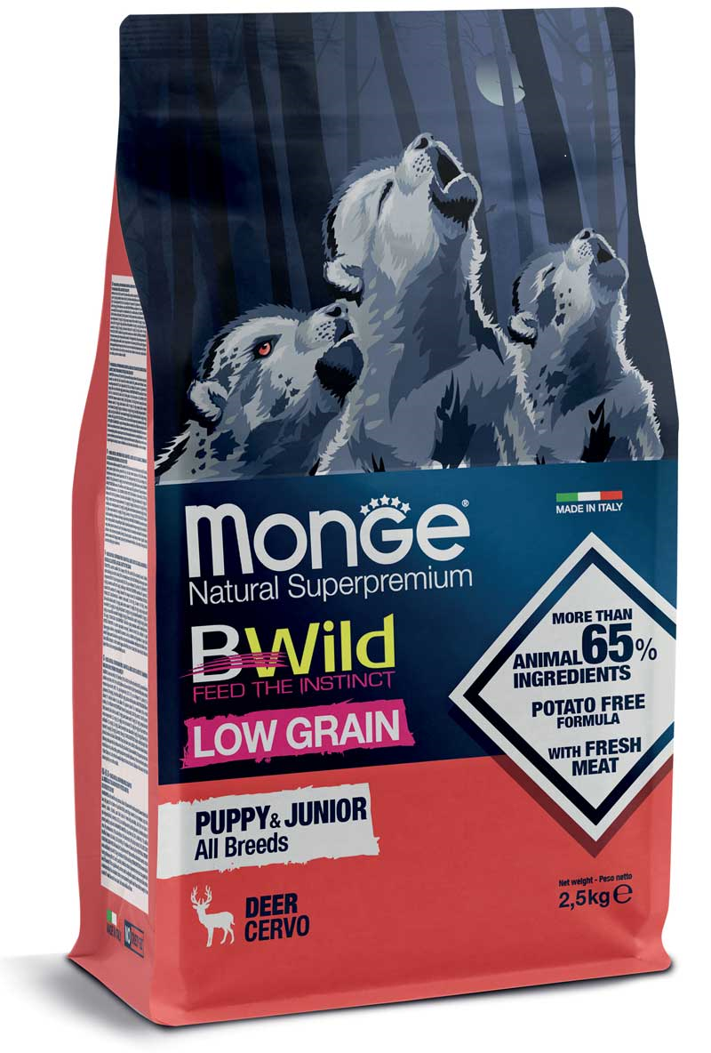 Сухой корм Monge Dog Bwild Low Grain Puppy & Junior для щенков всех пород собак с олениной 15 кг
Сухой корм Monge Dog Bwild Low Grain Puppy & Junior для щенков всех пород собак с олениной 15 кг