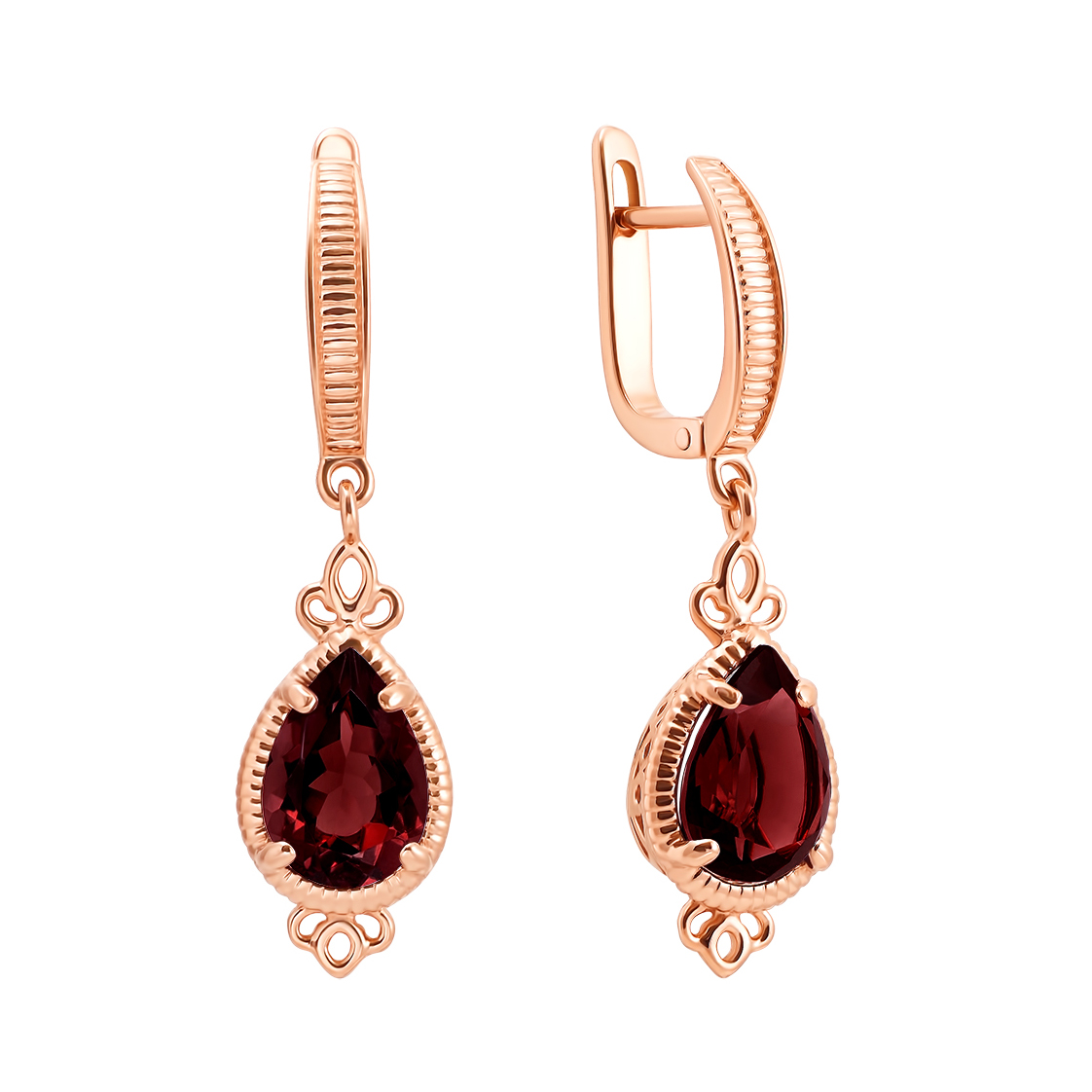 Серьги-подвески из красного золота с гранатами 000136066
Серьги-подвески из красного золота с гранатами 000136066