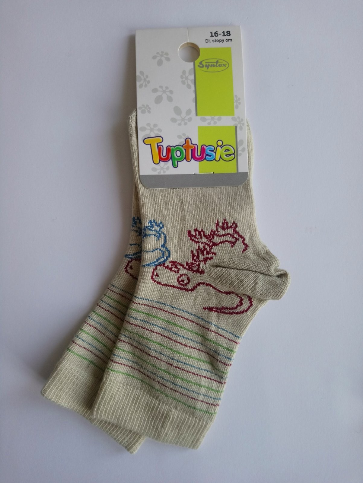 Шкарпетки дитячі з малюнком Tuptusie SYNTEX (динозавр) р. - (16-18 см, Шкарпетки дитячі з малюнком Tuptusie SYNTEX (динозавр) р. 25-28 (16-18 см)
Шкарпетки дитячі з малюнком Tuptusie SYNTEX (динозавр) р. - (16-18 см, Шкарпетки дитячі з малюнком Tuptusie SYNTEX (динозавр) р. 25-28 (16-18 см)