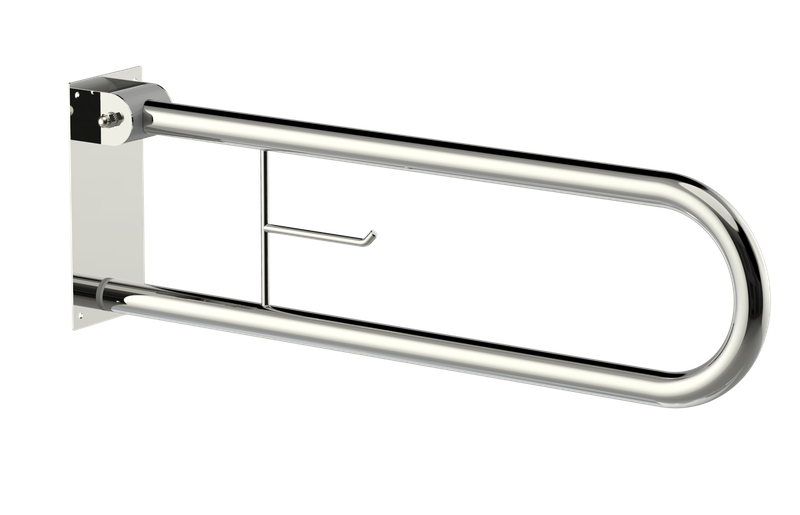 Поручень откидной настенный с бумагодержателем New Mezer SM4833-2311P 
Поручень откидной настенный с бумагодержателем New Mezer SM4833-2311P