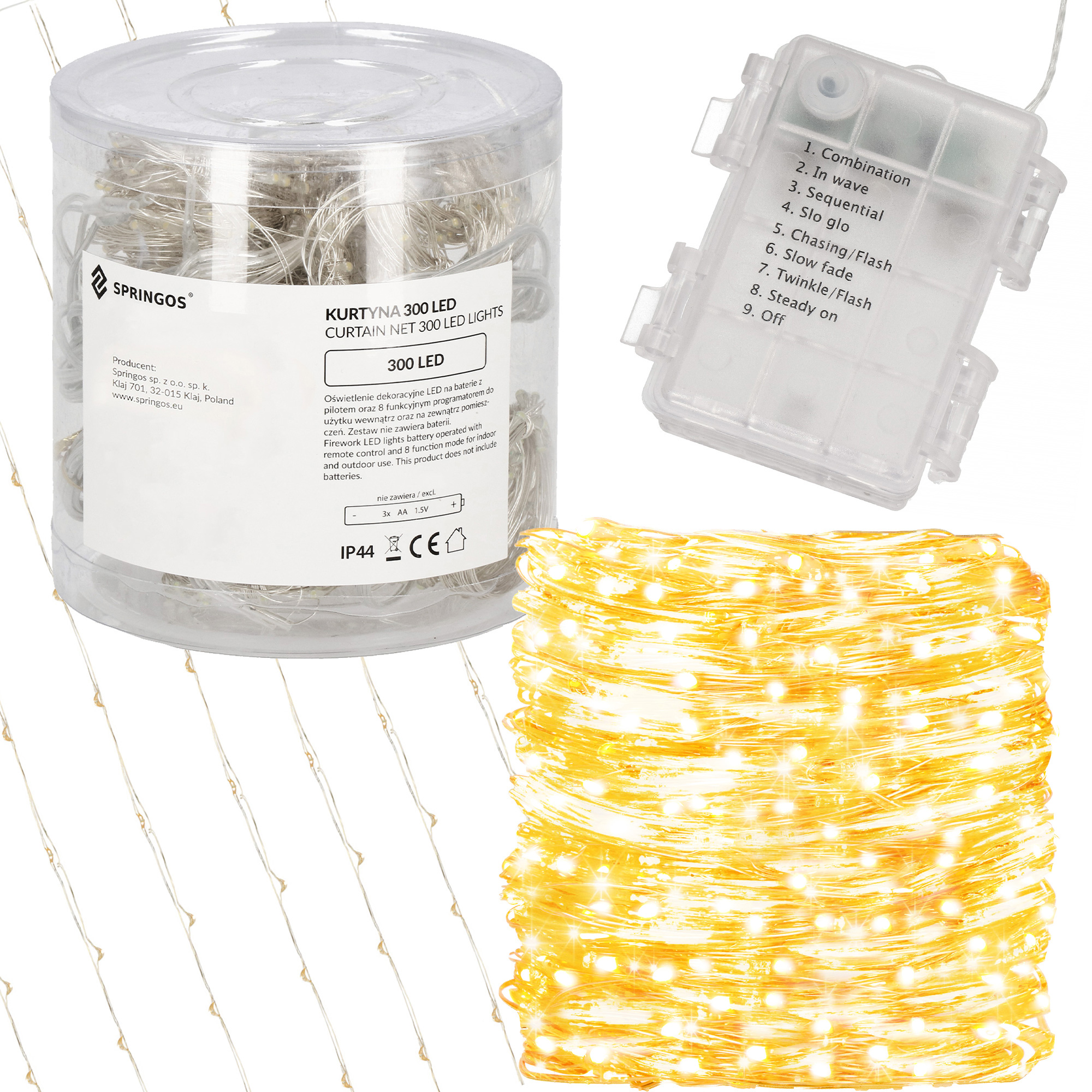 Гирлянда водопад (штора) на батарейках Springos 3 x 3 м 300 LED CL0183 Warm White
Гирлянда водопад (штора) на батарейках Springos 3 x 3 м 300 LED CL0183 Warm White