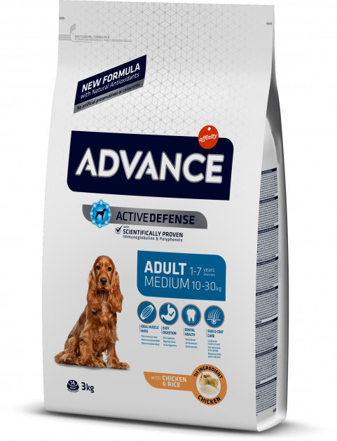 Advance Dog Medium Adult, сухой корм для собак средних пород (курица и рис), 3 кг.
Advance Dog Medium Adult, сухой корм для собак средних пород (курица и рис), 3 кг.