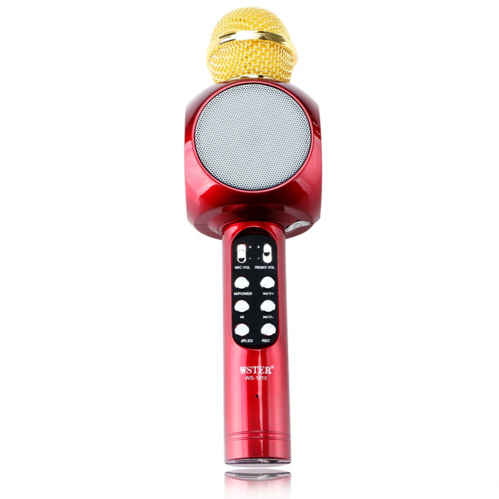 Микрофон караоке беспроводной Wster WS-1816 Красный с FM радио / Bluetooth / динамиками / звуковыми эффектами
Микрофон караоке беспроводной Wster WS-1816 Красный с FM радио / Bluetooth / динамиками / звуковыми эффектами