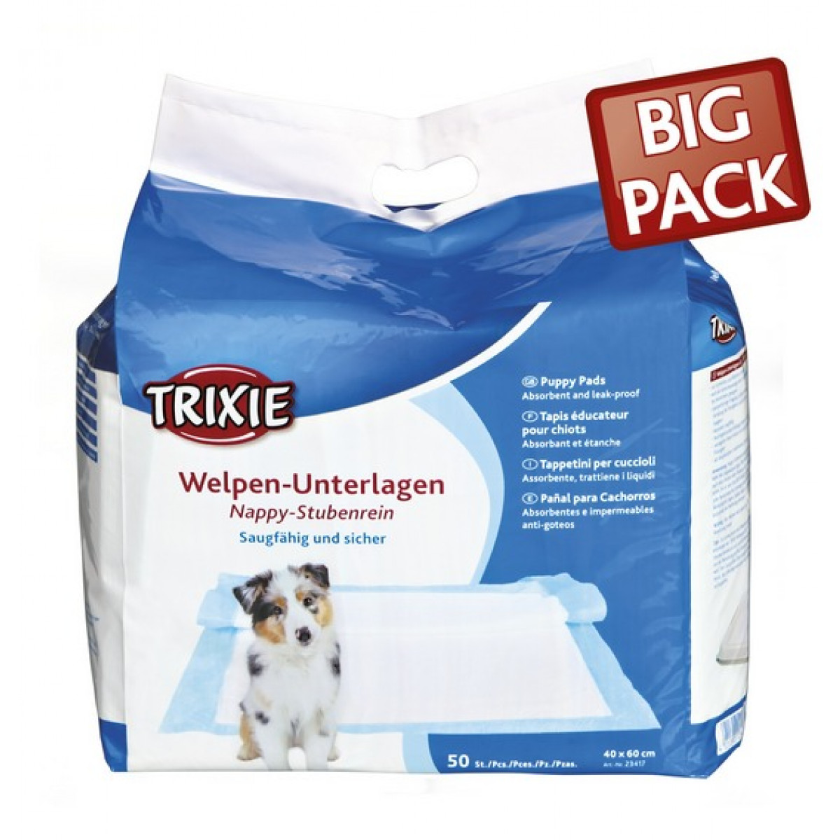 Впитывающие пеленки для щенков и маленьких собак 40x60 см 50 шт Trixie BGL-TX-380
Впитывающие пеленки для щенков и маленьких собак 40x60 см 50 шт Trixie BGL-TX-380