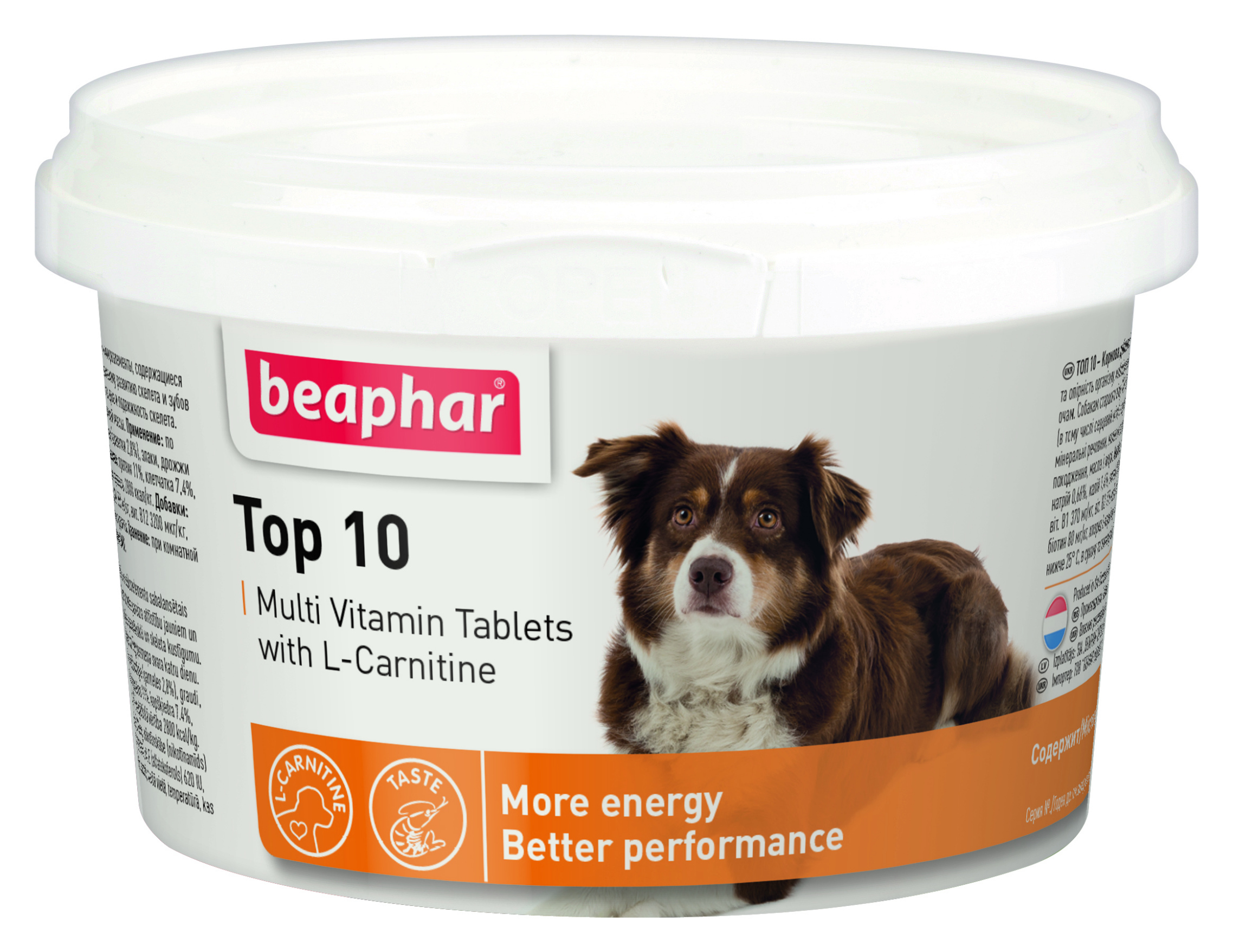 Мультивитамины с L-карнитином для собак Top 10 Dog 750 таблеток Beaphar BGL-BF-07
Мультивитамины с L-карнитином для собак Top 10 Dog 750 таблеток Beaphar BGL-BF-07