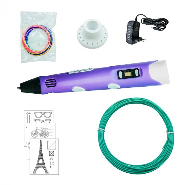 3D Ручка Pen-3 с подставкой и трафаретами Ручка нового поколения для 3D рисунка детская интерективная ручка фиолетовая
3D Ручка Pen-3 с подставкой и трафаретами Ручка нового поколения для 3D рисунка детская интерективная ручка фиолетовая