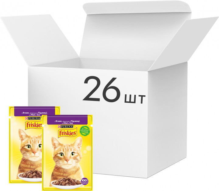 Упаковка влажного корма Purina Friskies кусочки в подливе с ягненком 26 шт по 85 г (7613036974745)
Упаковка влажного корма Purina Friskies кусочки в подливе с ягненком 26 шт по 85 г (7613036974745)