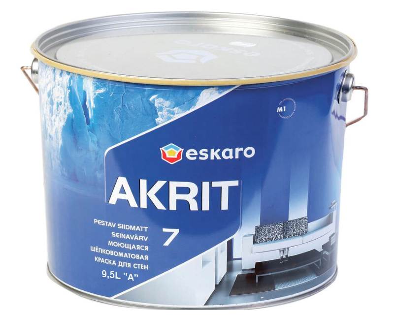 Краска для стен акрилатная Eskaro Akrit 7 9,5 л Белая, Моющаяся шёлковоматовая краска
Краска для стен акрилатная Eskaro Akrit 7 9,5 л Белая, Моющаяся шёлковоматовая краска
