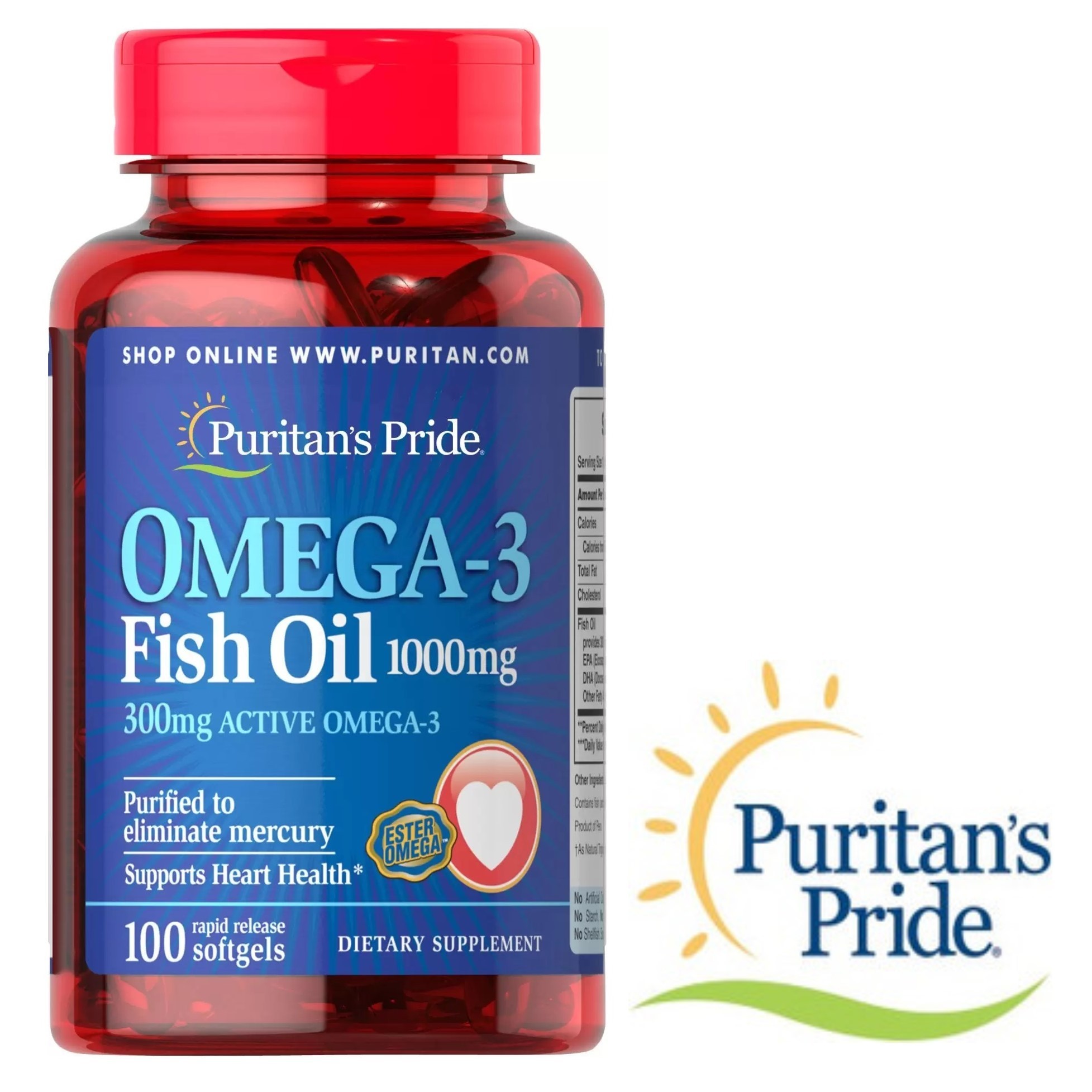 Рыбий жир Puritan's Pride Omega-3 Fish Oil 1000 мг (300 мг Active Omega-3) 100 гелевых капсул 1248
Рыбий жир Puritan's Pride Omega-3 Fish Oil 1000 мг (300 мг Active Omega-3) 100 гелевых капсул 1248