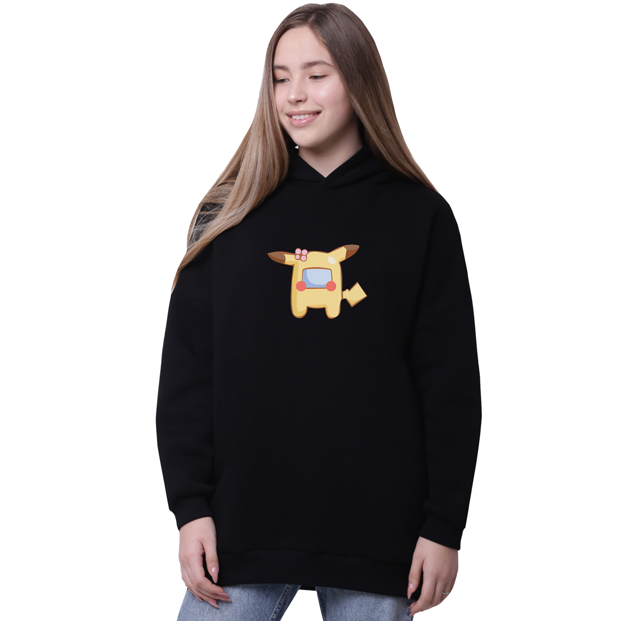 Худи для девочек удлиненный Амонг Ас Покемон Пикачу (Among Us Pokemon Pikachu) Черный (35962-2419-4) 152 см
Худи для девочек удлиненный Амонг Ас Покемон Пикачу (Among Us Pokemon Pikachu) Черный (35962-2419-4) 152 см