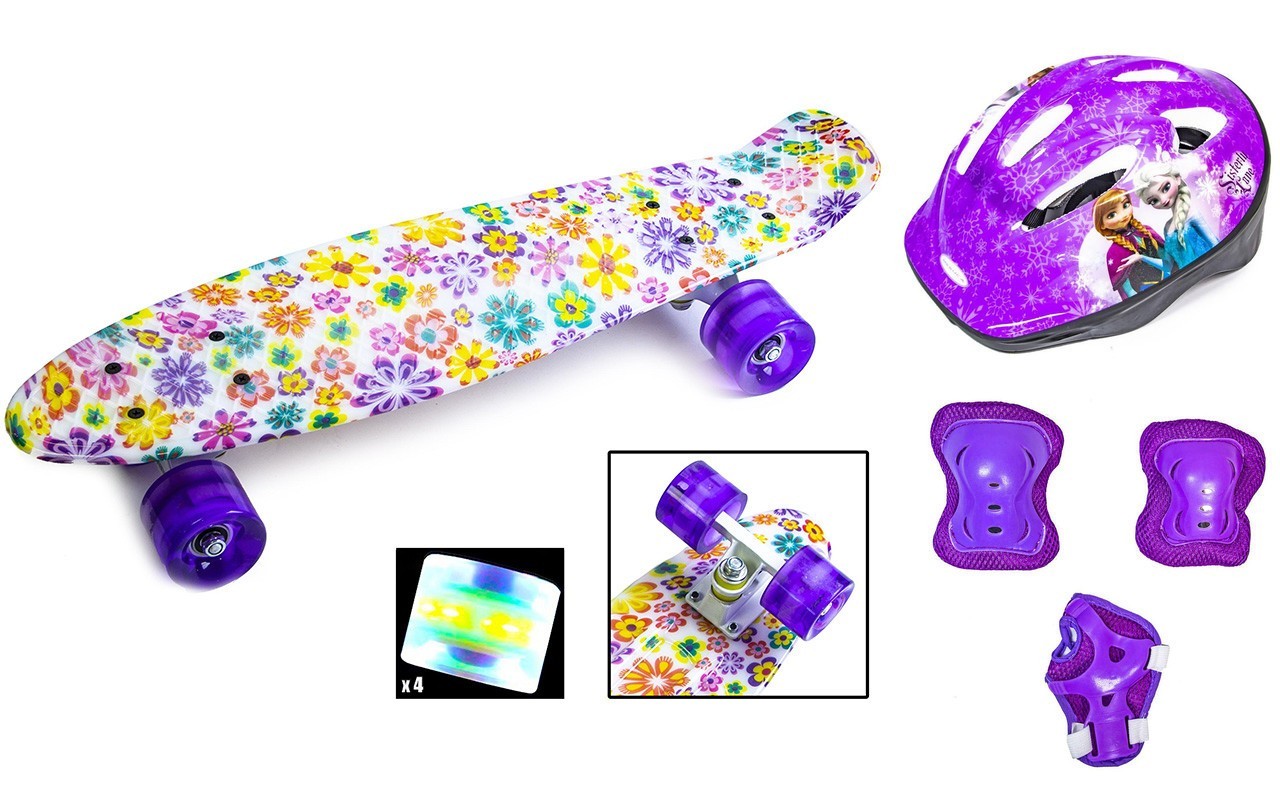 Пенни Борд Scale Sport Violet Flowers с комплектом защиты фиолетовый цвет светящиеся колеса
Пенни Борд Scale Sport Violet Flowers с комплектом защиты фиолетовый цвет светящиеся колеса