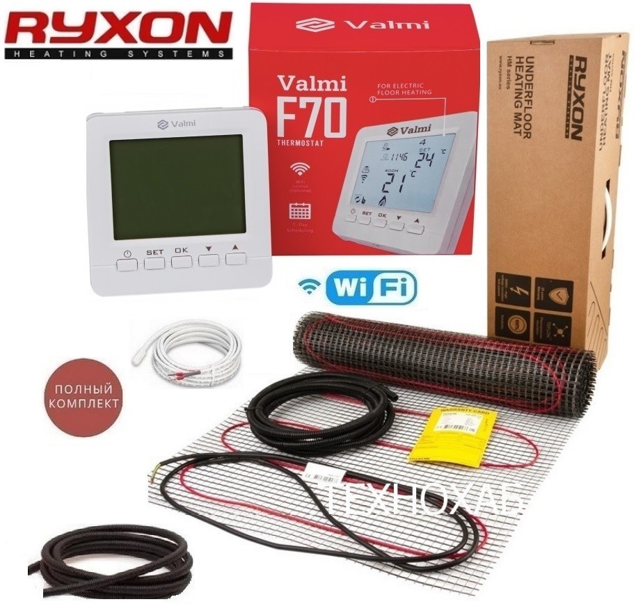 Кабельный мат RYXON HM/1,5м² /300Ват/ 200Вт/м² теплый пол электрический под плитку с программируемым терморегулятором Valmi F70 Wi-Fi
Кабельный мат RYXON HM/1,5м² /300Ват/ 200Вт/м² теплый пол электрический под плитку с программируемым терморегулятором Valmi F70 Wi-Fi