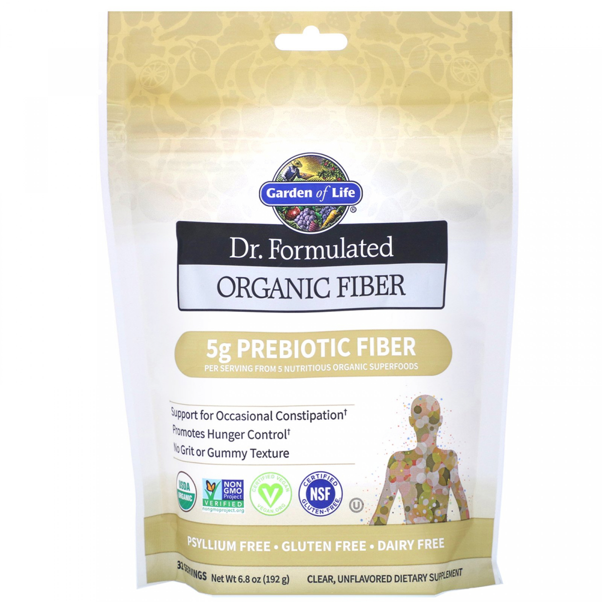 Garden of Life, Dr. Formulated, Органическая клетчатка, Чистая, Пищевая добавка в виде порошка, без вкусовых добавок, 6.8 унции (192 г)
Garden of Life, Dr. Formulated, Органическая клетчатка, Чистая, Пищевая добавка в виде порошка, без вкусовых добавок, 6.8 унции (192 г)