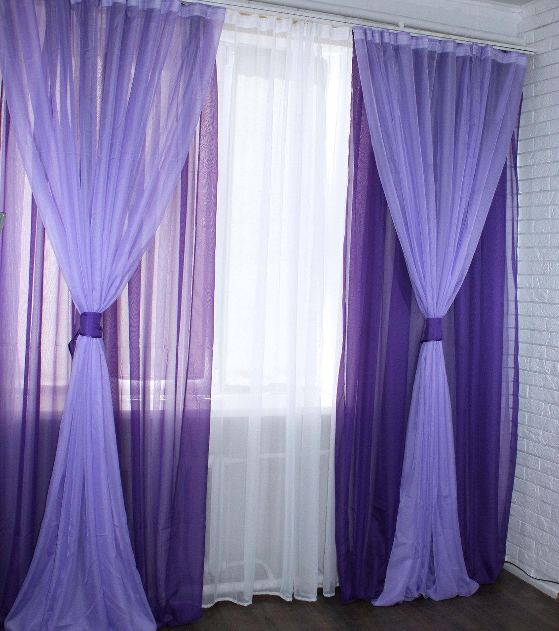 Комплект декоративных портьер Chtextil из шифона с подхватами Фиолетовый с сиреневым
Комплект декоративных портьер Chtextil из шифона с подхватами Фиолетовый с сиреневым