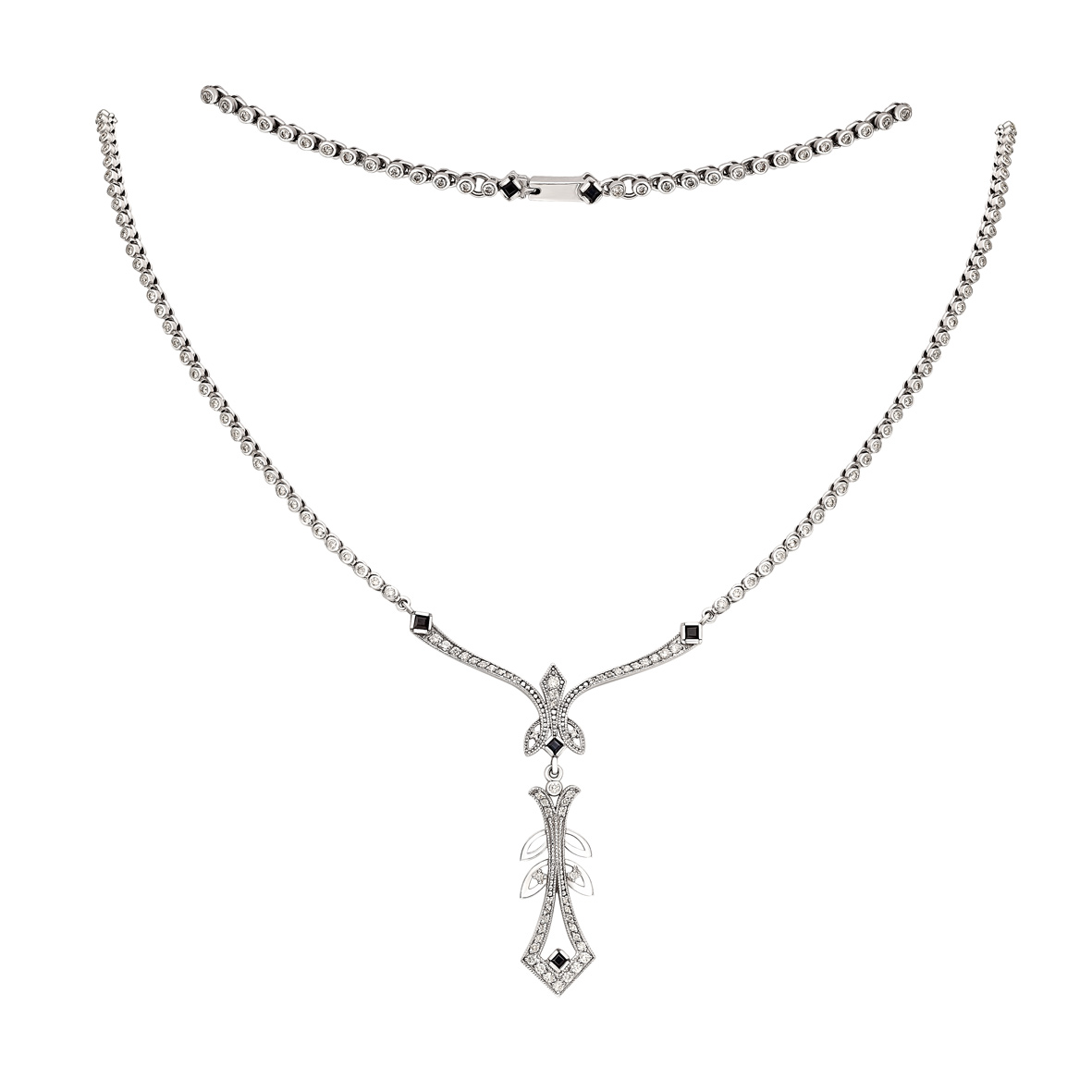 Колье в белом золоте с бриллиантами и сапфирами Tango Jewellery Company 861501В размер 550
Колье в белом золоте с бриллиантами и сапфирами Tango Jewellery Company 861501В размер 550