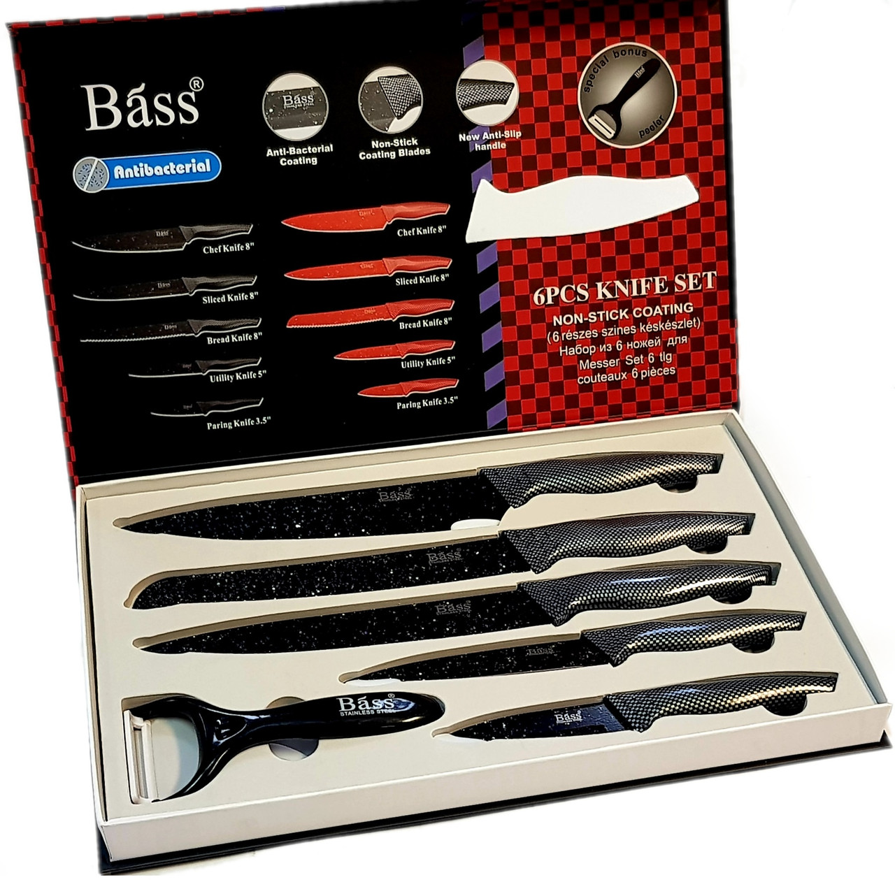 Набор ножей Bass B6980 5шт.+овощечистка, нержавеющая сталь лазерной заточки
Набор ножей Bass B6980 5шт.+овощечистка, нержавеющая сталь лазерной заточки