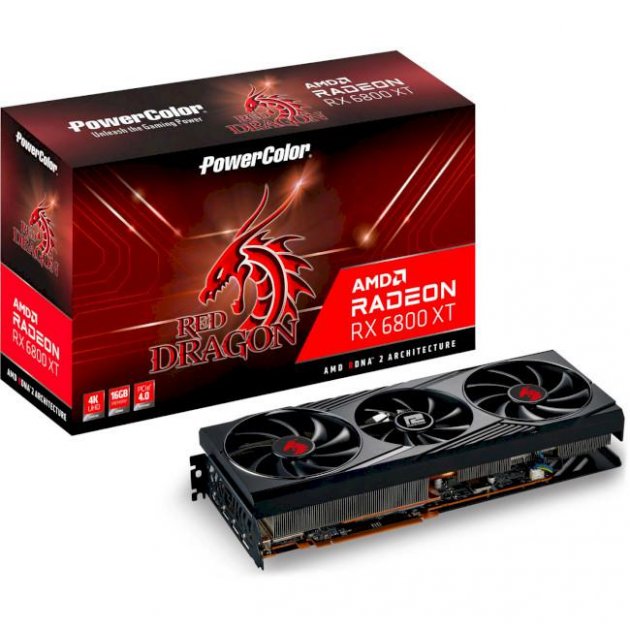 Відеокарта PowerColor Radeon RX 6800 XT Red Dragon, 16 GB (AXRX 6800XT 16GBD6-3DHR/OC)
Відеокарта PowerColor Radeon RX 6800 XT Red Dragon, 16 GB (AXRX 6800XT 16GBD6-3DHR/OC)