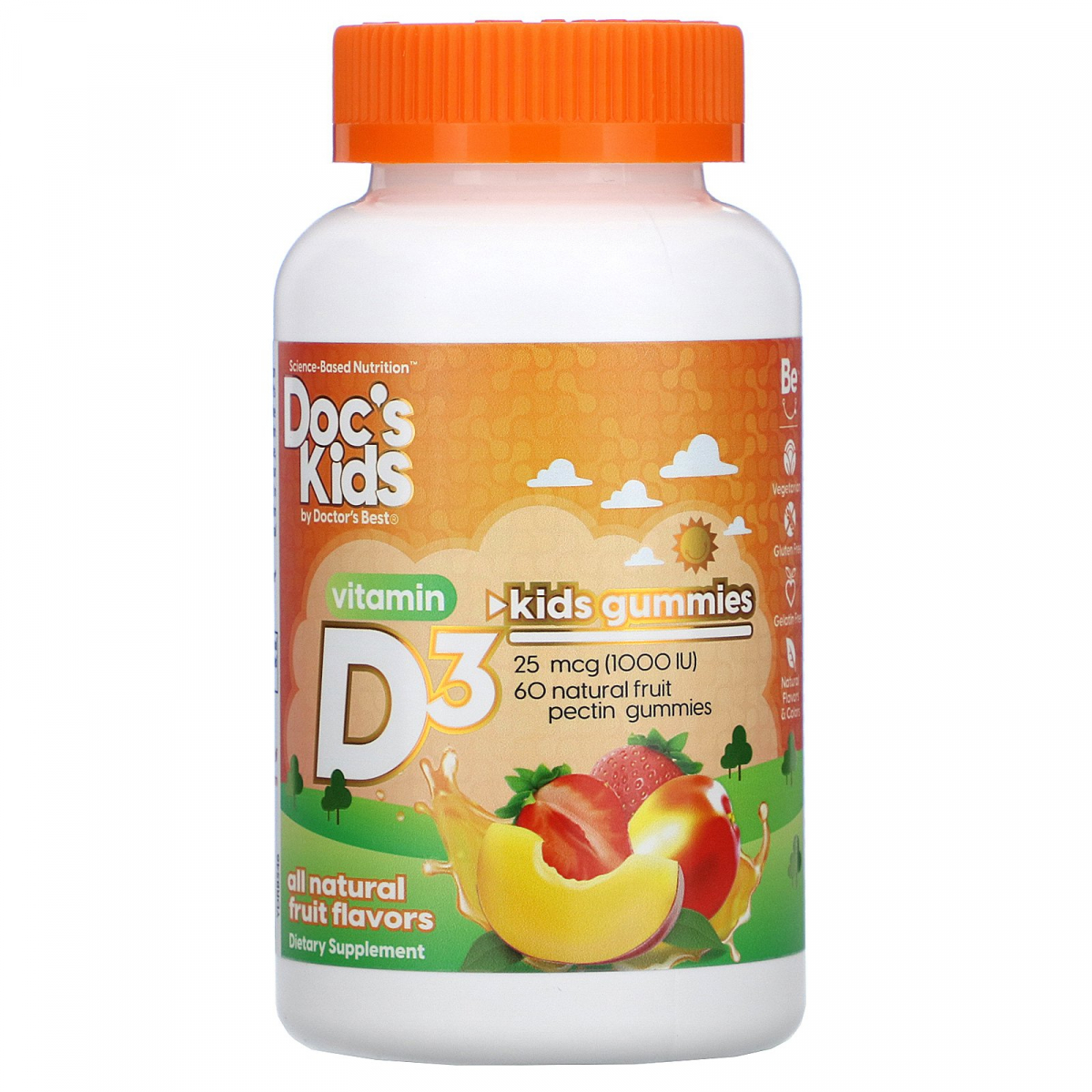 Витамин Д3 жевательные конфеты, все натуральные фруктовые ароматы, Doc's Kids, Vitamin D3 Gummies, All Natural Fruit Flavors, Doctor's Best, 25 мкг (1000 МЕ), 60 жевательных конфет
Витамин Д3 жевательные конфеты, все натуральные фруктовые ароматы, Doc's Kids, Vitamin D3 Gummies, All Natural Fruit Flavors, Doctor's Best, 25 мкг (1000 МЕ), 60 жевательных конфет