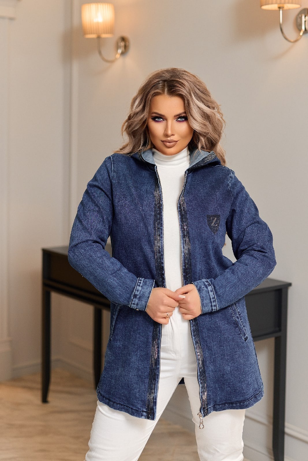 Куртка женская джинсовая длинная с капюшоном Miss Podium Синий, Куртка женская джинсовая длинная с капюшоном Miss Podium Синий 50 
Куртка женская джинсовая длинная с капюшоном Miss Podium Синий, Куртка женская джинсовая длинная с капюшоном Miss Podium Синий 50