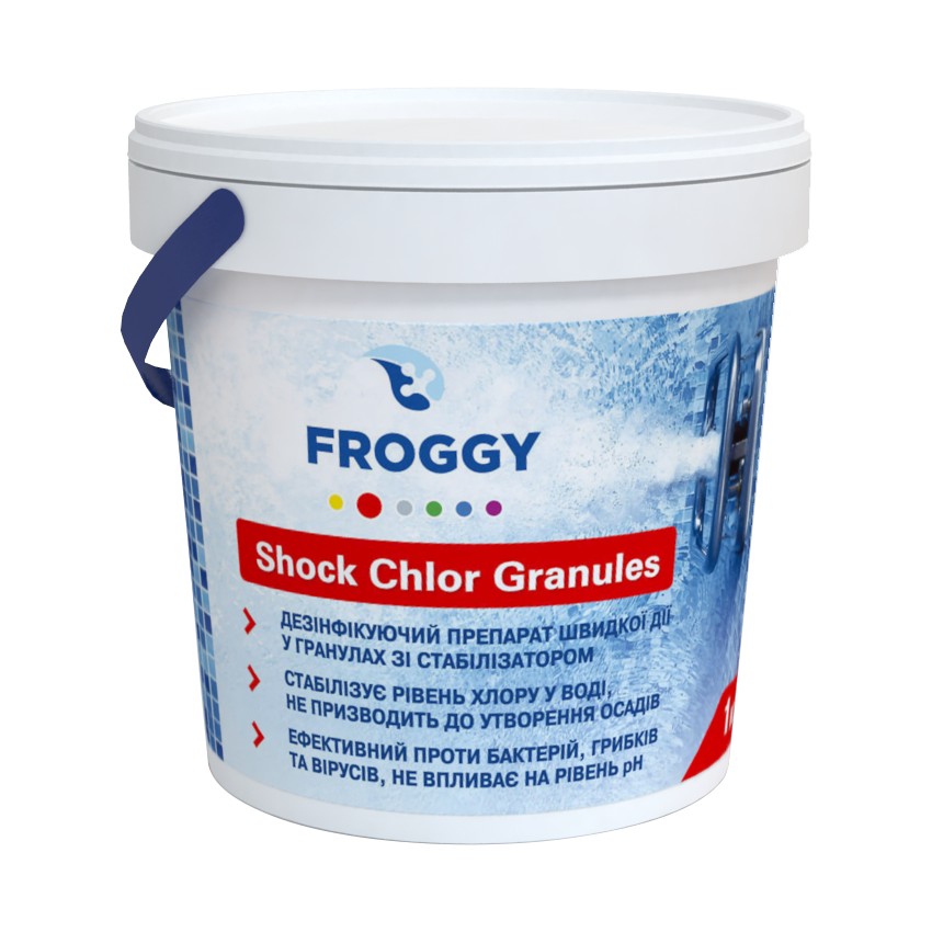 Дезинфектант на основе хлора быстрого действия Froggy Shock Chlor Granules в гранулах 50 кг
Дезинфектант на основе хлора быстрого действия Froggy Shock Chlor Granules в гранулах 50 кг