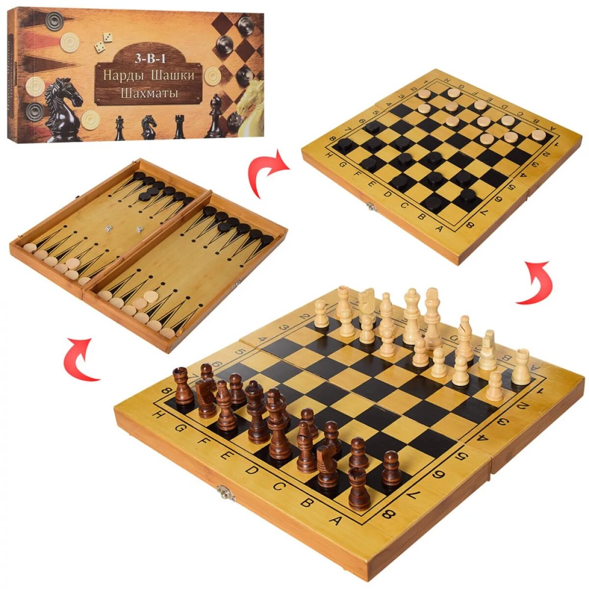 Набор 3 в 1 A-Toys шахматы шашки нарды деревянная доска 34 х 34 см пластиковые фигуры (162)
Набор 3 в 1 A-Toys шахматы шашки нарды деревянная доска 34 х 34 см пластиковые фигуры (162)