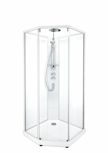 SHOWERAMA 10-5 Comfort передние стенки и дверь к душевой пятиугловой кабине 100*100см, белый профиль/прозрачное стекло (72338)
SHOWERAMA 10-5 Comfort передние стенки и дверь к душевой пятиугловой кабине 100*100см, белый профиль/прозрачное стекло (72338)