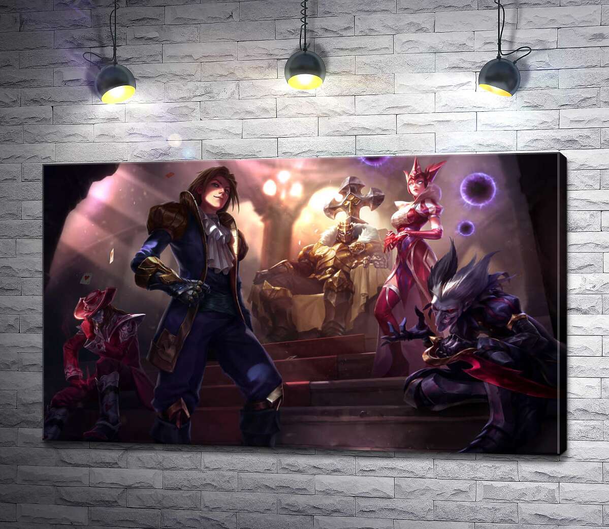 Картина ArtPoster Герои видеоигры League of legends: шут Шако , ведьма Синдра , исследователь Эзреаль , железный призрак Мордекайзер , мастер карт Твистед Фейт (Twisted Fate) 100x60 см Модуль №1
Картина ArtPoster Герои видеоигры League of legends: шут Шако , ведьма Синдра , исследователь Эзреаль , железный призрак Мордекайзер , мастер карт Твистед Фейт (Twisted Fate) 100x60 см Модуль №1