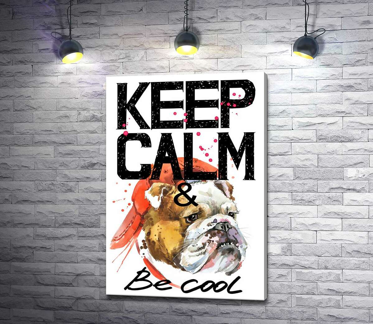 Картина ArtPoster Бульдог в красной кепке среди надписи "keep calm and be cool" 100x146 см Модуль №1
Картина ArtPoster Бульдог в красной кепке среди надписи "keep calm and be cool" 100x146 см Модуль №1