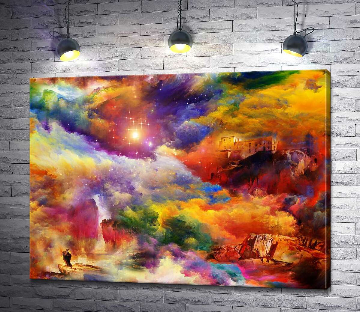 Картина ArtPoster Дом над обрывом и скалистый водопад спрятались в мареве радужных облаков 100x75 см Модуль №1
Картина ArtPoster Дом над обрывом и скалистый водопад спрятались в мареве радужных облаков 100x75 см Модуль №1