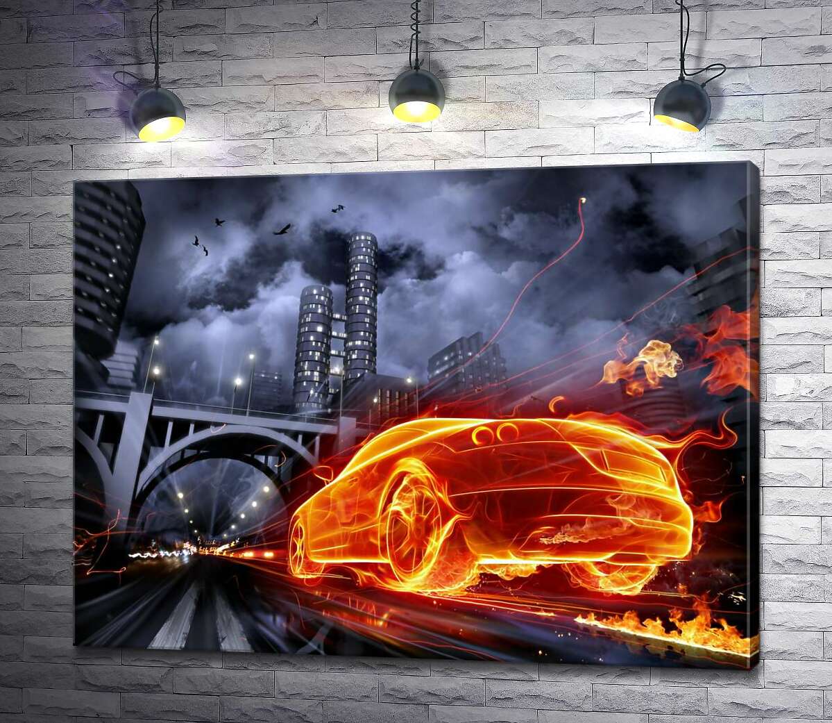 Картина ArtPoster Огненный призрак автомобиля несется под мост ночного города 100x76 см Модуль №1
Картина ArtPoster Огненный призрак автомобиля несется под мост ночного города 100x76 см Модуль №1