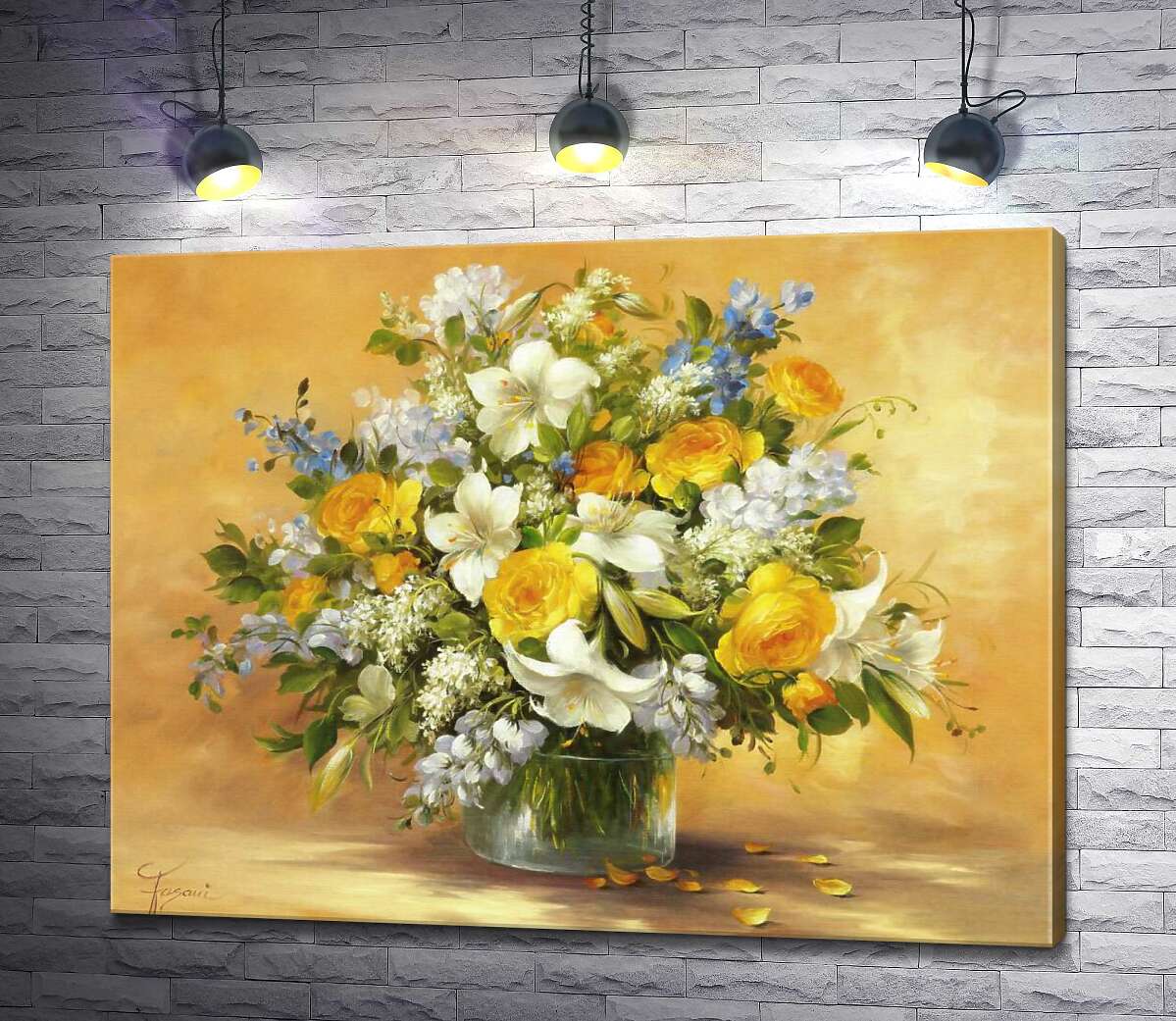 Картина ArtPoster Пышный букет из солнечно-желтых роз, изящных лилий и небесно-голубых колокольчиков 100x77 см Модуль №1
Картина ArtPoster Пышный букет из солнечно-желтых роз, изящных лилий и небесно-голубых колокольчиков 100x77 см Модуль №1