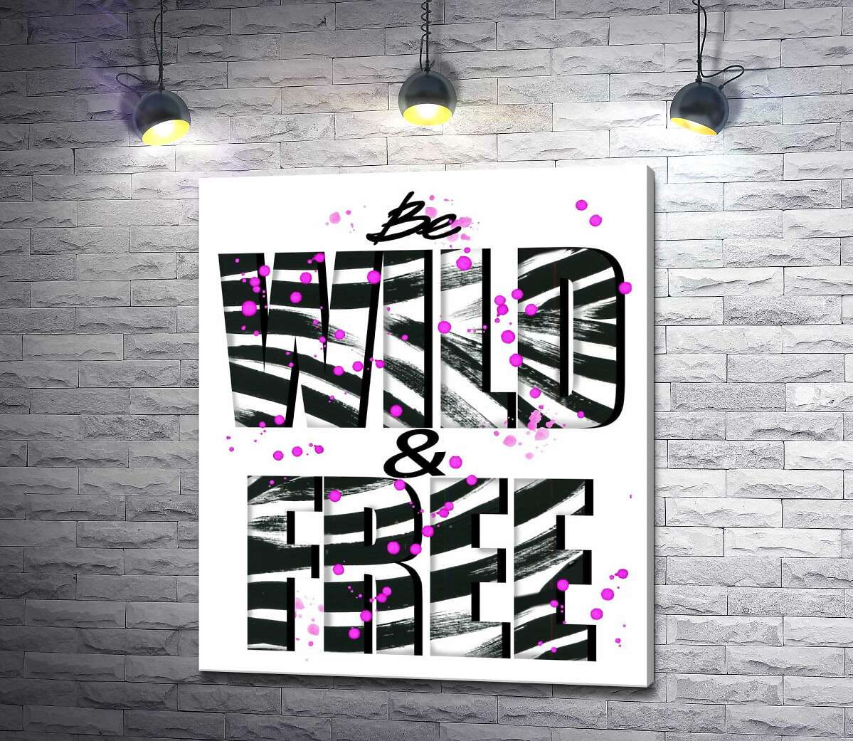 Картина ArtPoster Полоски зебры на надписи "be wild and free" 130x154 см Модуль №1
Картина ArtPoster Полоски зебры на надписи "be wild and free" 130x154 см Модуль №1