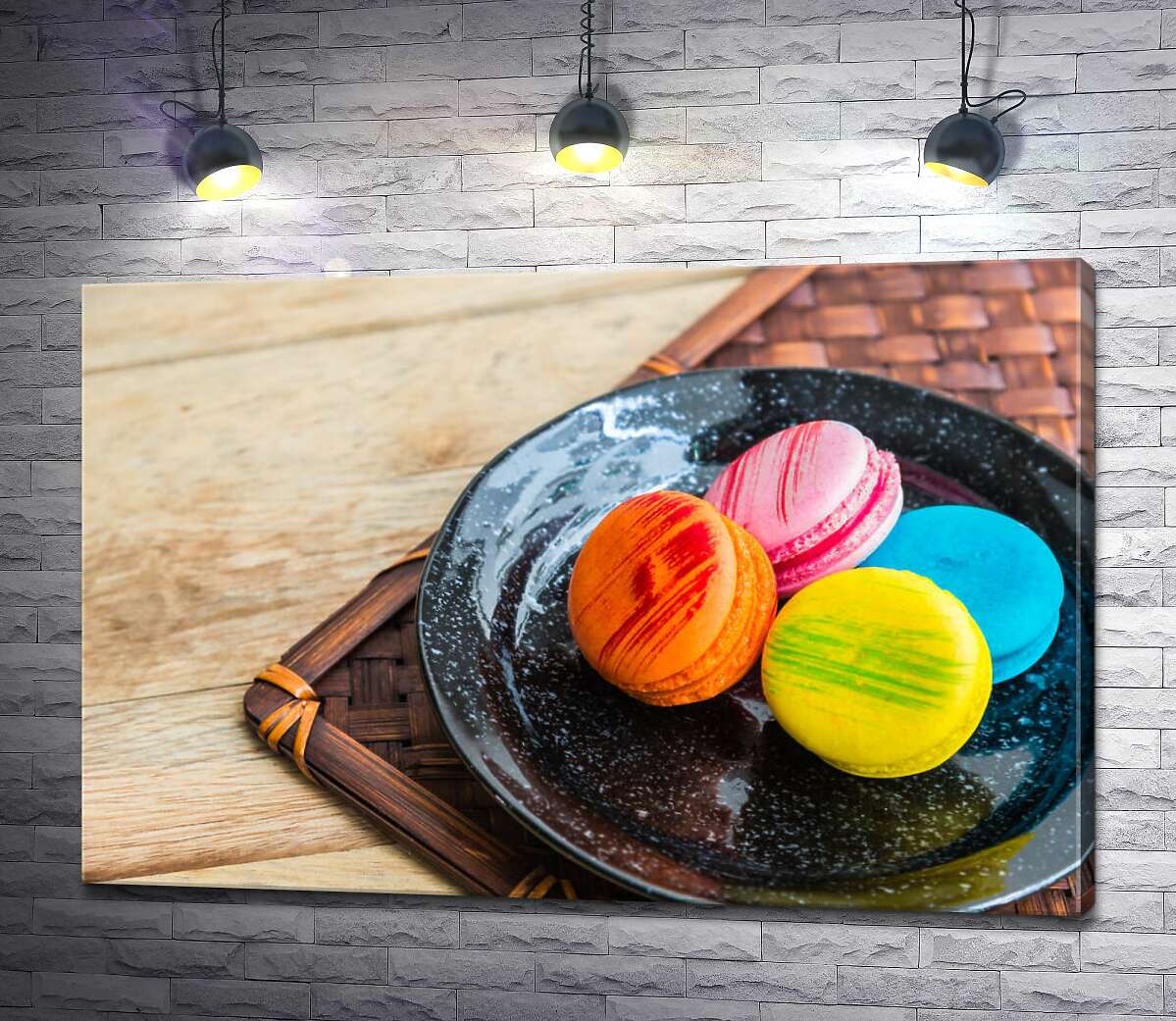 Картина ArtPoster Яркие капли макарон на черной тарелке 130x87 см Модуль №1
Картина ArtPoster Яркие капли макарон на черной тарелке 130x87 см Модуль №1