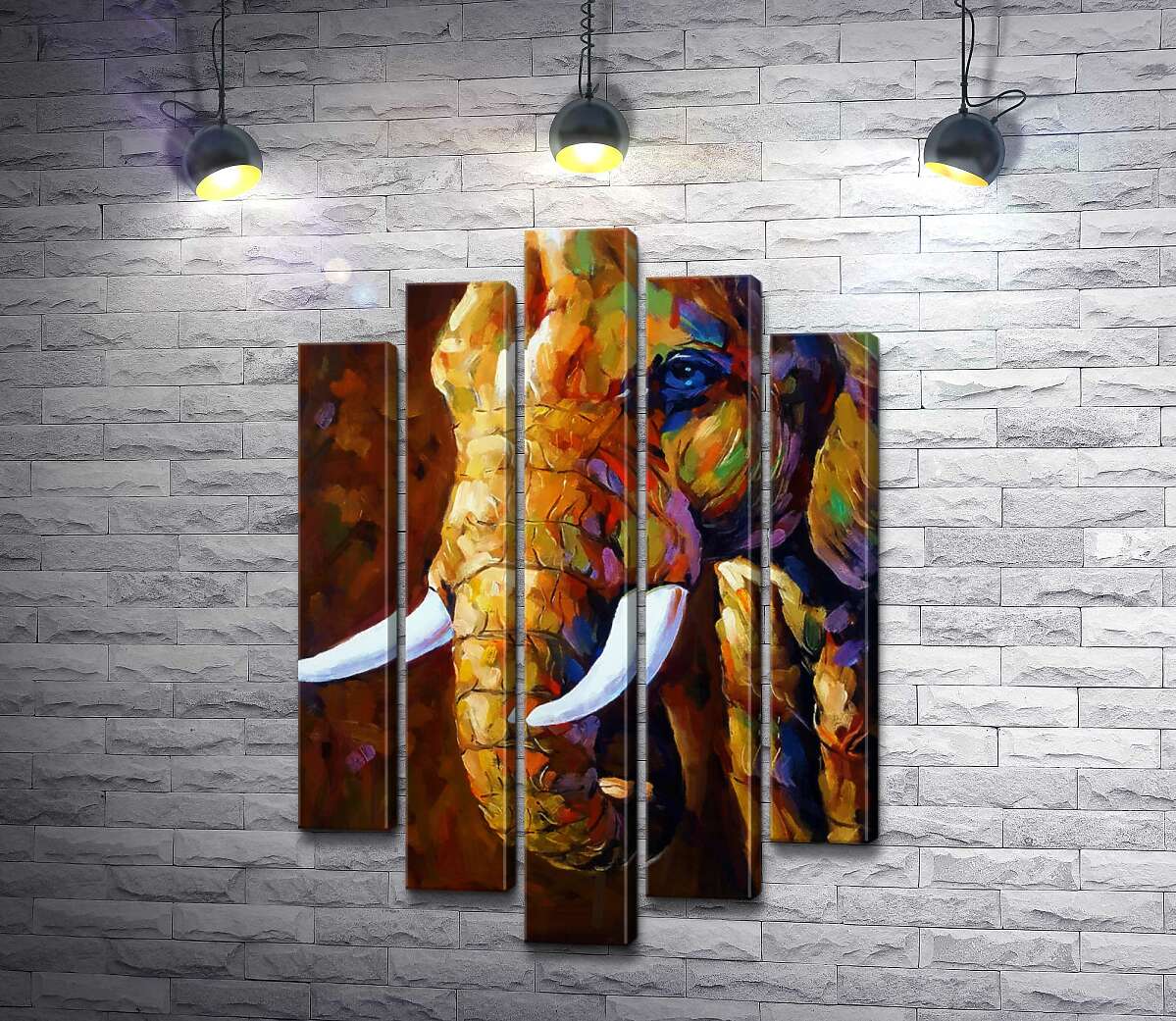 Модульная картина ArtPoster Белоснежные бивни в цветном силуэте слона 100x150 см Модуль №26
Модульная картина ArtPoster Белоснежные бивни в цветном силуэте слона 100x150 см Модуль №26