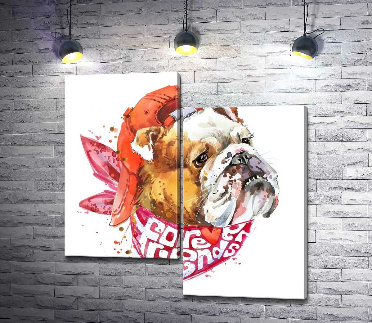 Модульная картина ArtPoster Английский бульдог в красной кепке и платке с надписью "forever friends" 100x100 см Модуль №5
Модульная картина ArtPoster Английский бульдог в красной кепке и платке с надписью "forever friends" 100x100 см Модуль №5