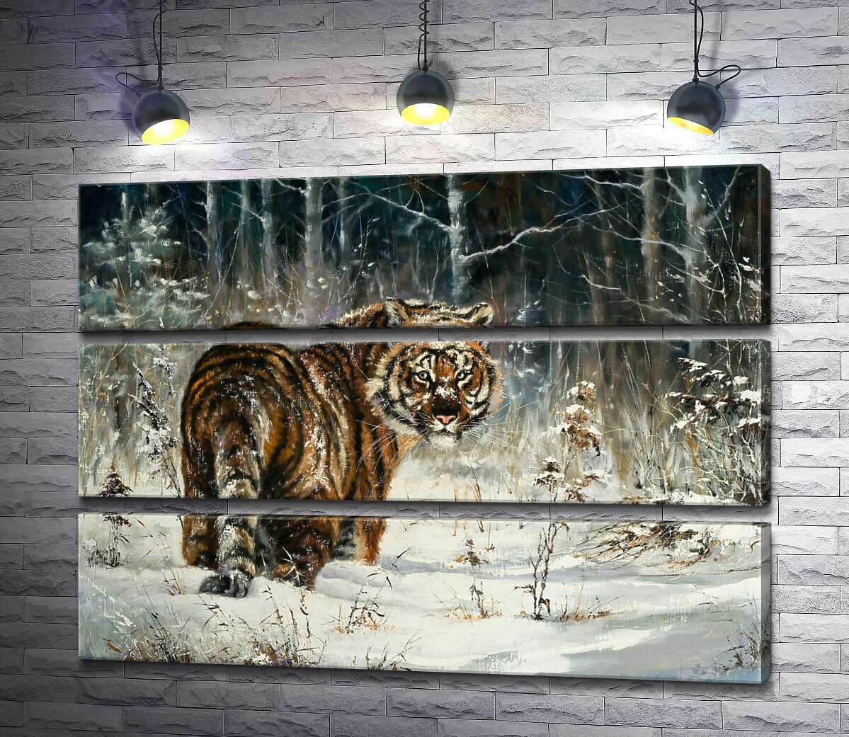 Модульная картина ArtPoster Амурский тигр стоит на заснеженной лужайке 130x96 см Модуль №13
Модульная картина ArtPoster Амурский тигр стоит на заснеженной лужайке 130x96 см Модуль №13