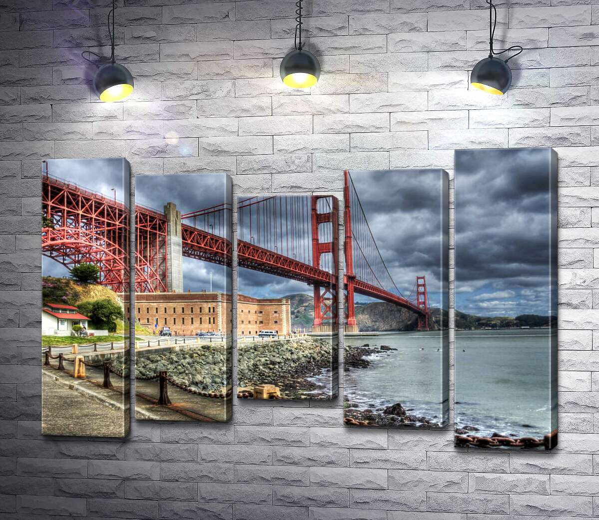 Модульная картина ArtPoster Багровый мост "Золотые ворота" (Golden Gate Bridge) упирается в грозовые тучи 100x68 см Модуль №28
Модульная картина ArtPoster Багровый мост "Золотые ворота" (Golden Gate Bridge) упирается в грозовые тучи 100x68 см Модуль №28