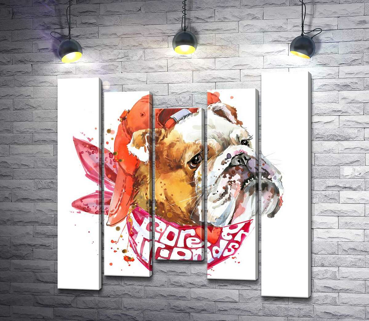 Модульная картина ArtPoster Английский бульдог в красной кепке и платке с надписью "forever friends" 130x132 см Модуль №28
Модульная картина ArtPoster Английский бульдог в красной кепке и платке с надписью "forever friends" 130x132 см Модуль №28