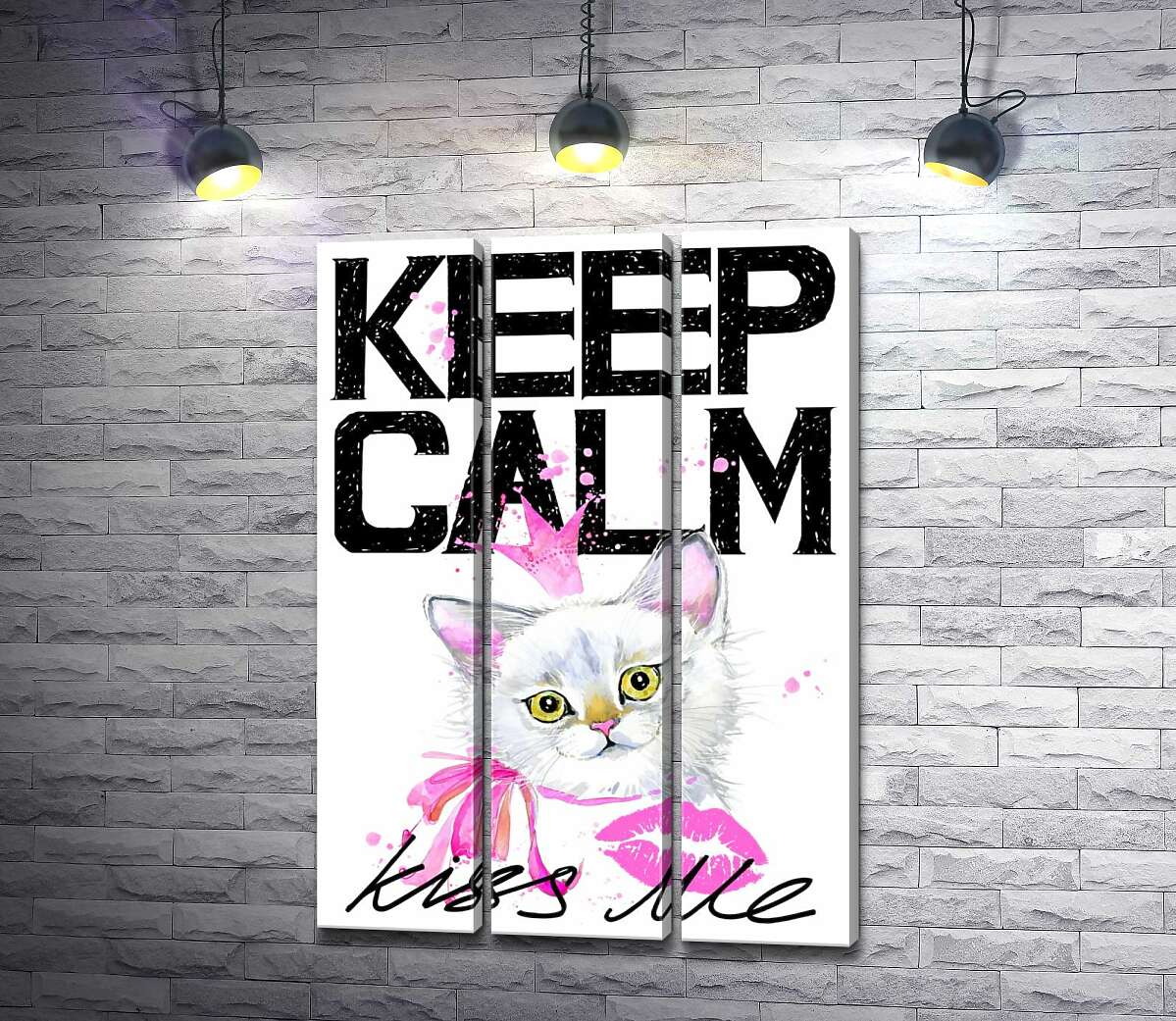 Модульная картина ArtPoster Белая кошка-принцесса среди надписи "keep calm and kiss me" 102x146 см Модуль №11
Модульная картина ArtPoster Белая кошка-принцесса среди надписи "keep calm and kiss me" 102x146 см Модуль №11